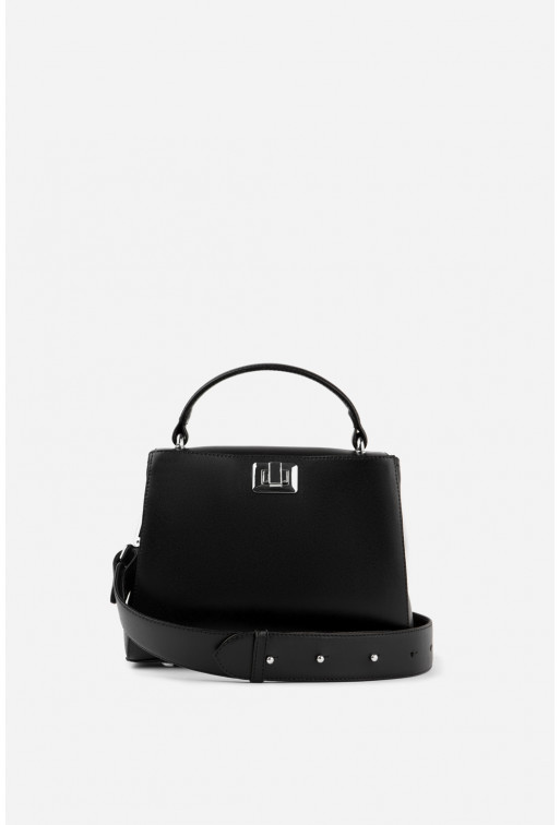 Erna mini
black leather bag /silver/