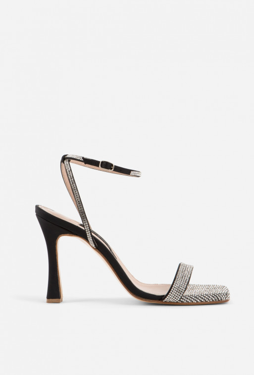 Katya black textile sandals /8 cm/