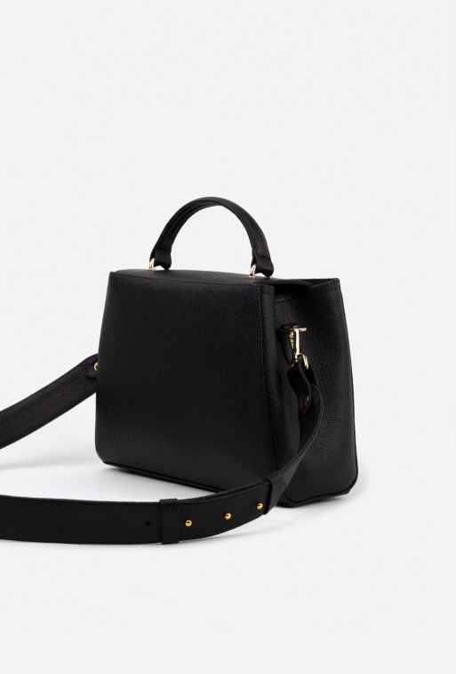 Erna black leather 
city bag /gold/