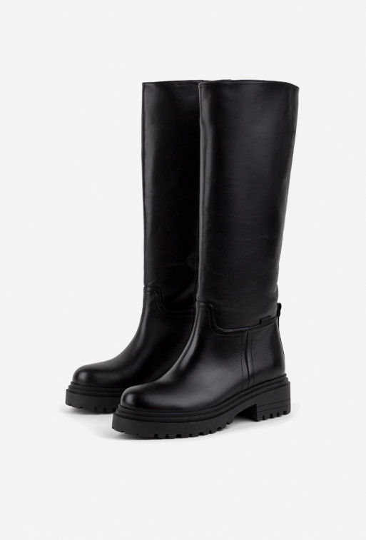 Everly black leather
knee boots

