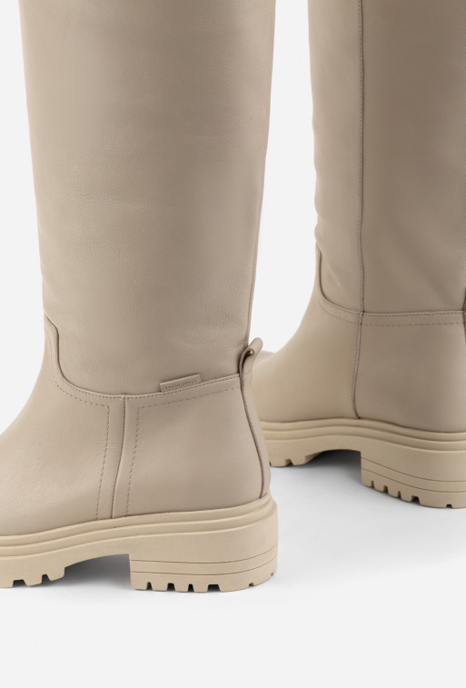 Everly beige leather
knee boots