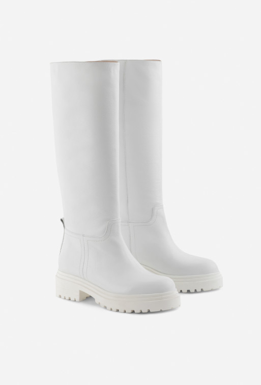 Everly white leather
knee boots