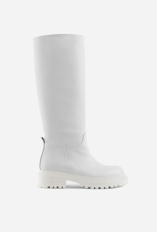 Everly white leather
knee boots