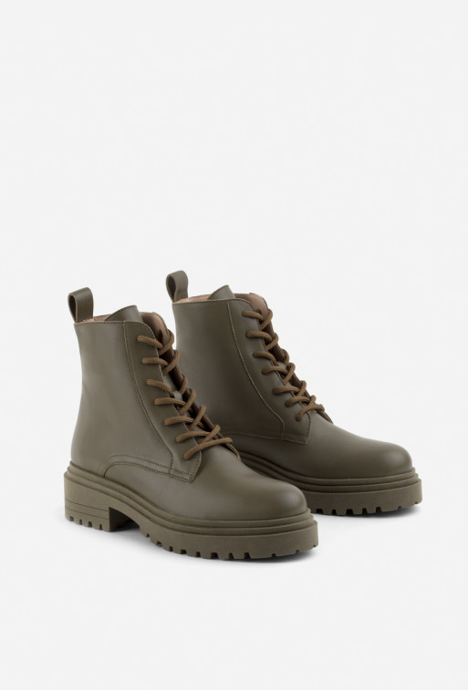 Riri green leather boots /fur/