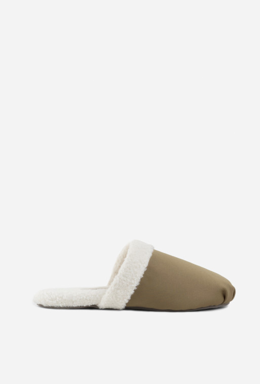 Monica green textile home slippers