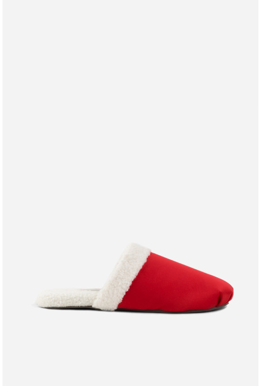 Monica red textile home slippers