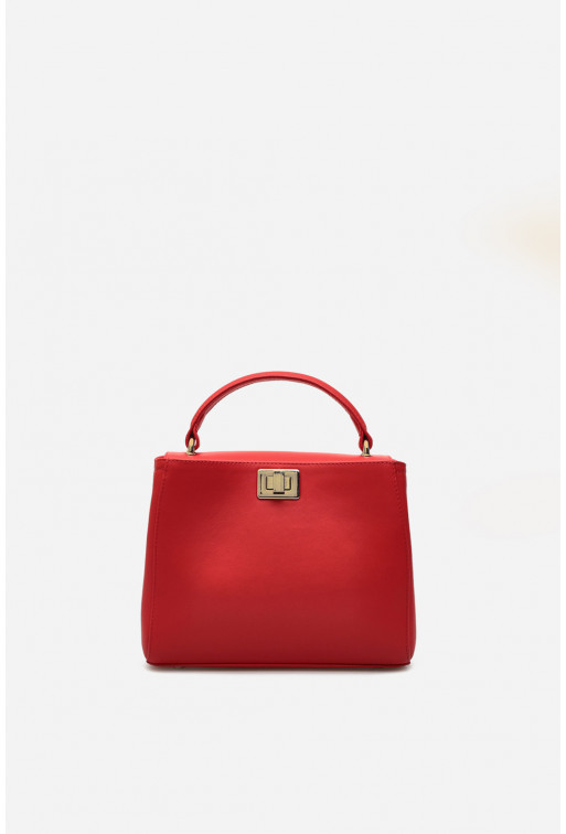 Erna mini
red textured leather bag /gold/