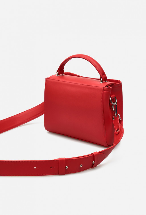 Erna mini
red textured leather bag /silver/