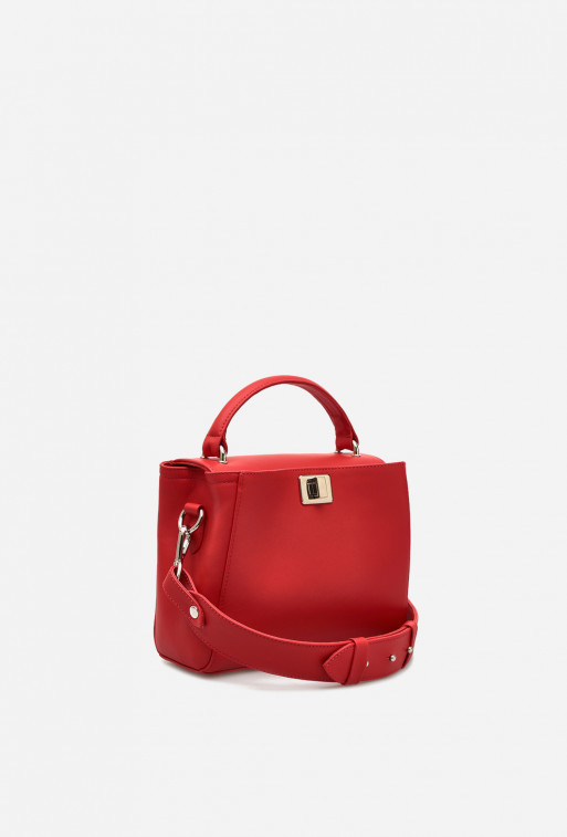 Erna mini
red textured leather bag /silver/