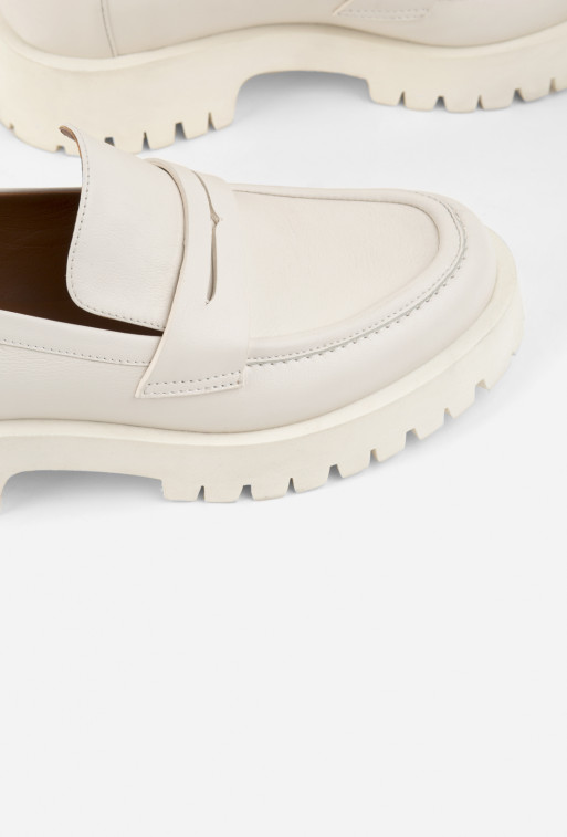 Penny milky leather
loafers
