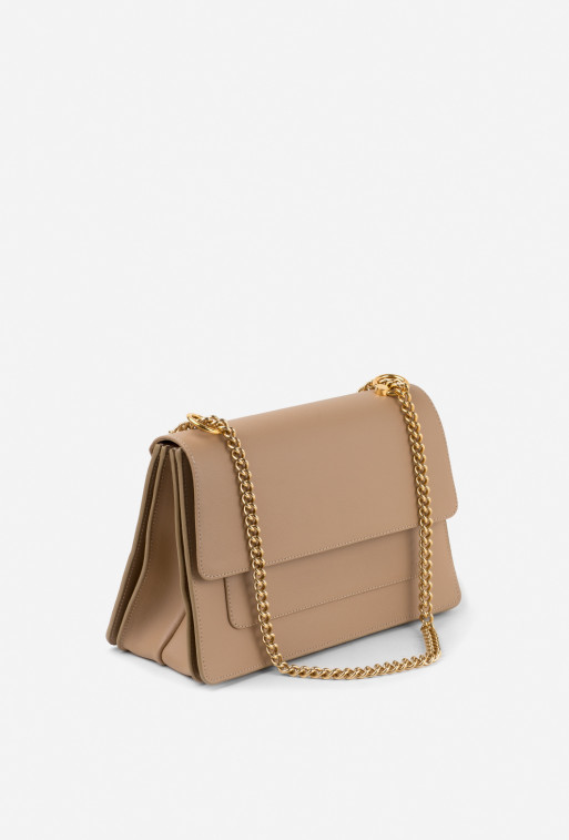 Kimberly beige leather
shoulder bag /gold/