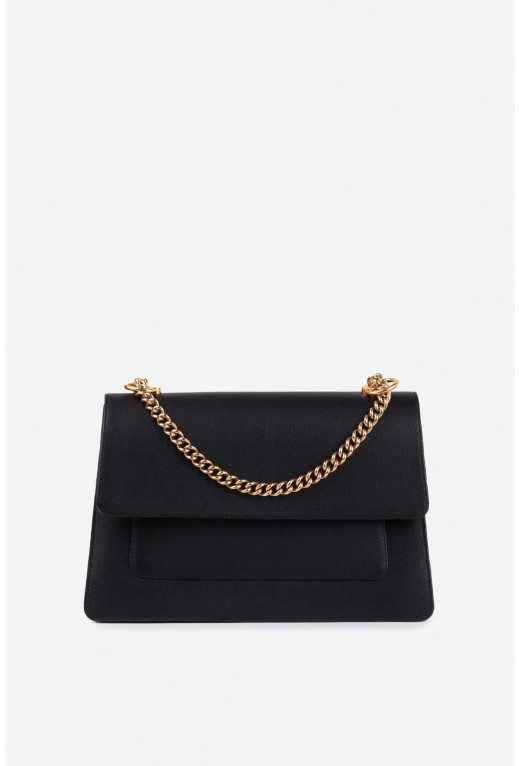 Kimberly black leather
shoulder bag /gold/