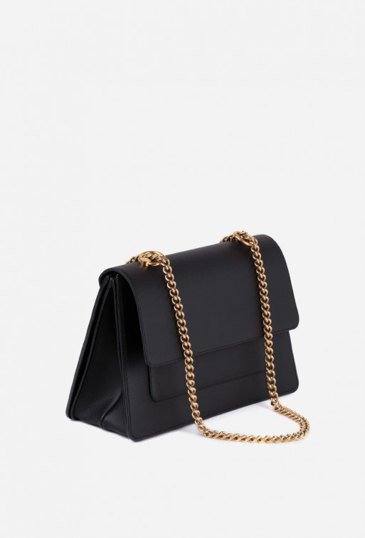 Kimberly black leather
shoulder bag /gold/