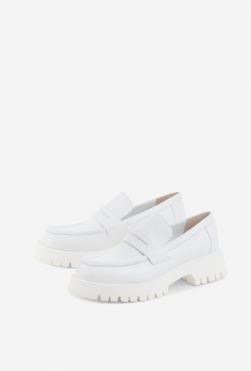 Penny white leather
loafers