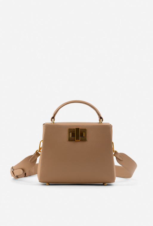 Erna mini RS beige textured-leather city bag /gold/