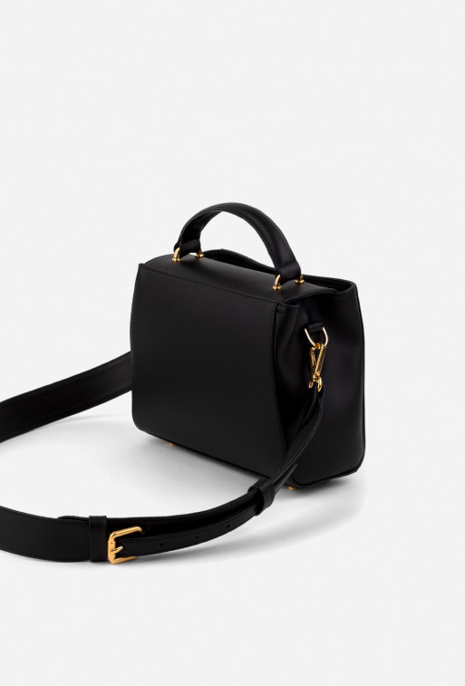 Erna mini RS black leather
city bag /gold/