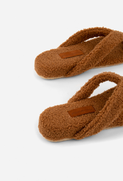 Sasha brown textile home slippers