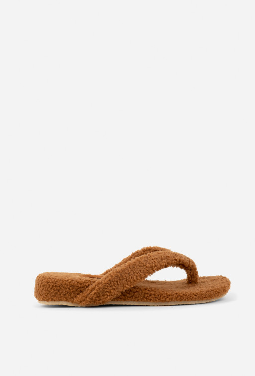 Sasha brown textile home slippers