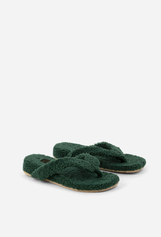 Sasha green textile home slippers