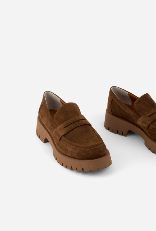 Penny brown suede
loafers