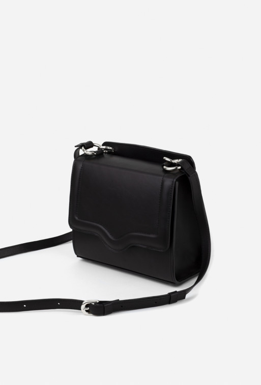 Lily black leather
cross body bag /silver/