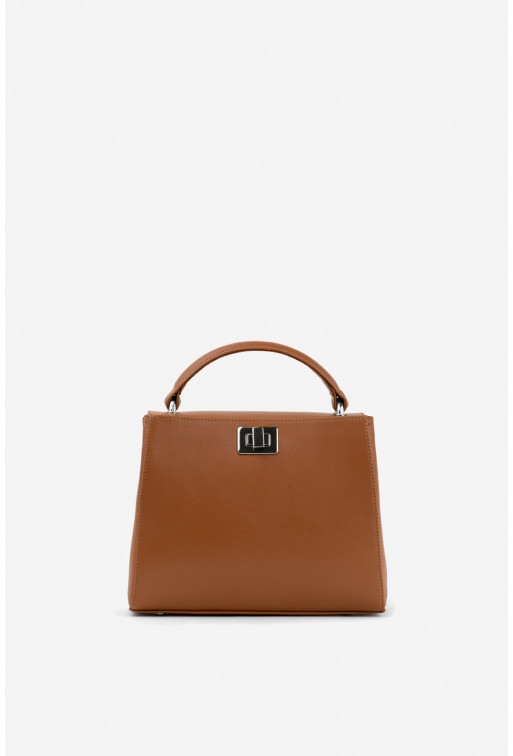 Erna mini
brown leather bag /silver/