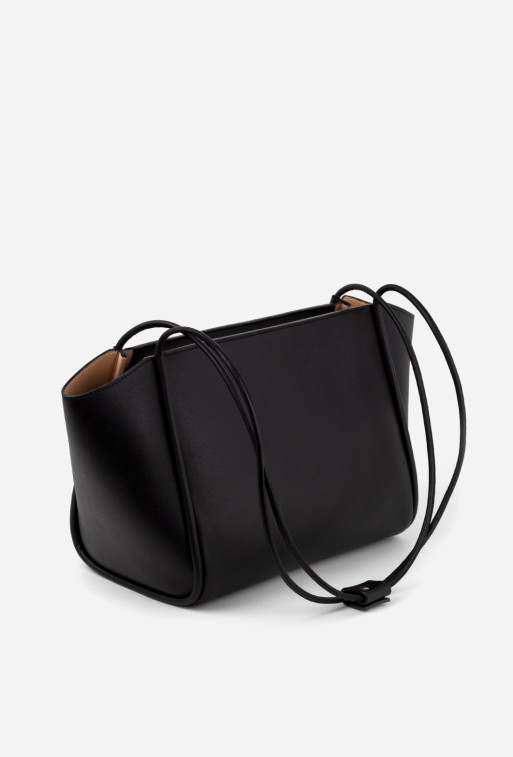 Stefie black leather
shopper bag /silver/