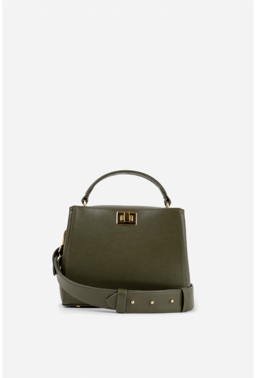 Erna mini
green leather bag /gold/