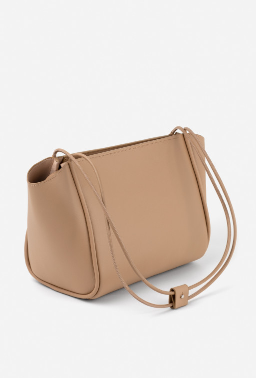 Stefie beige leather shopper bag /silver/