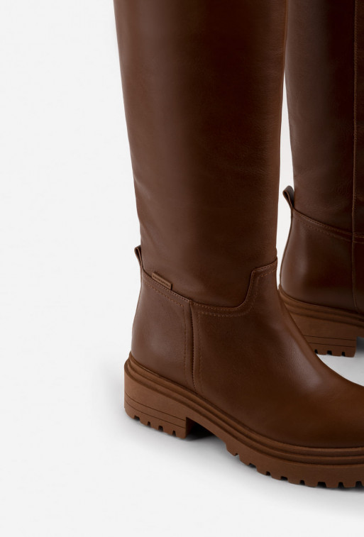 Everly brown leather
knee boots /baize/