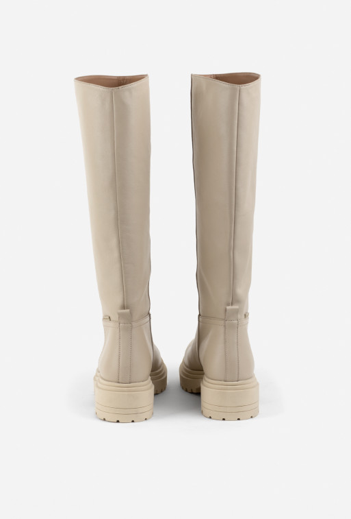 Everly beige leather
knee boots /baize/