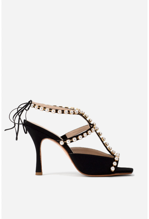 Tina pearls black
sandals /9 cm/