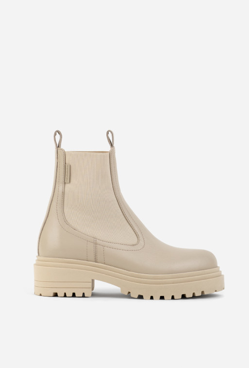 Ava beige leather
chelsea boots /fur/
