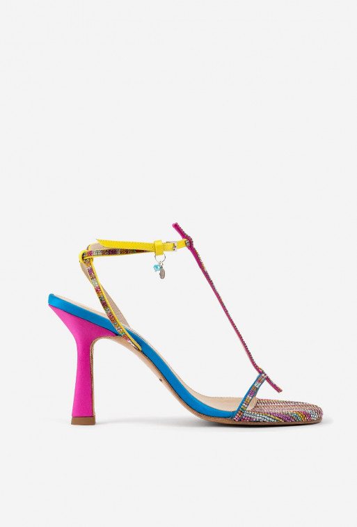 Katya Sparkling combined satin
sandals /9 cm/