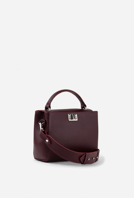 Erna mini burgundy leather
city bag /silver/