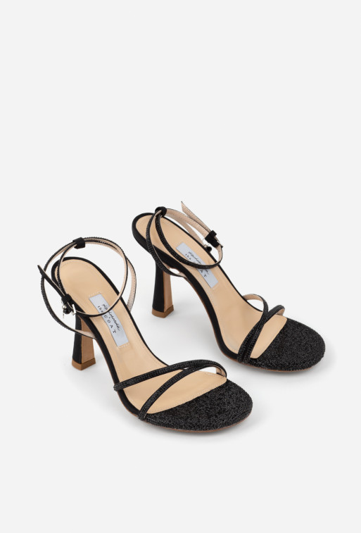 Katya black satin sandals /9 cm/