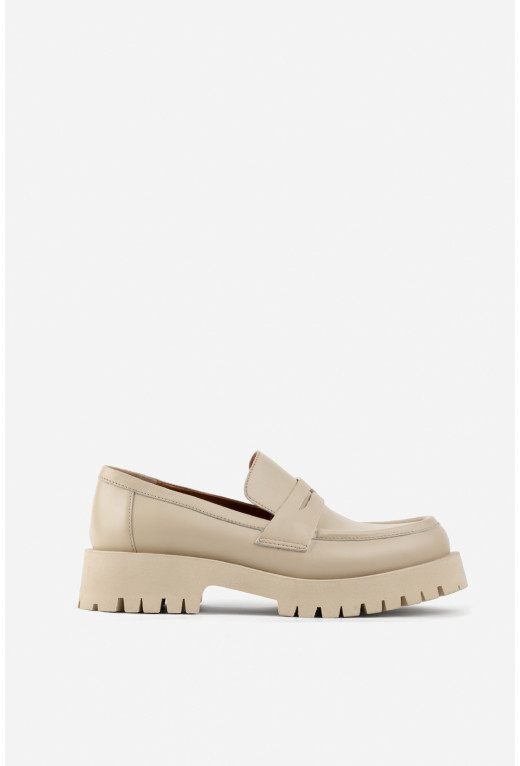 Penny beige leather
loafers