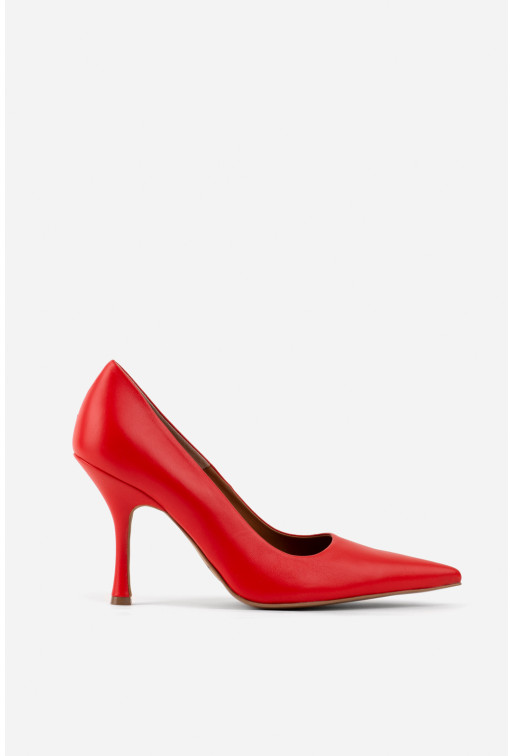 Gina red leather high heel pumps /9 cm/