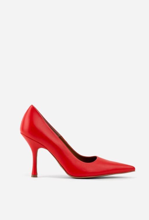 Gina red leather high heel pumps /9 cm/