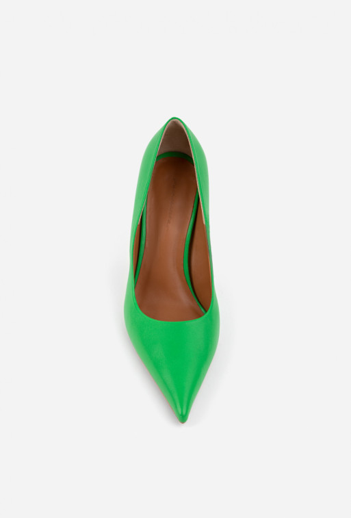 Gina green leather high heel pumps /9 cm/