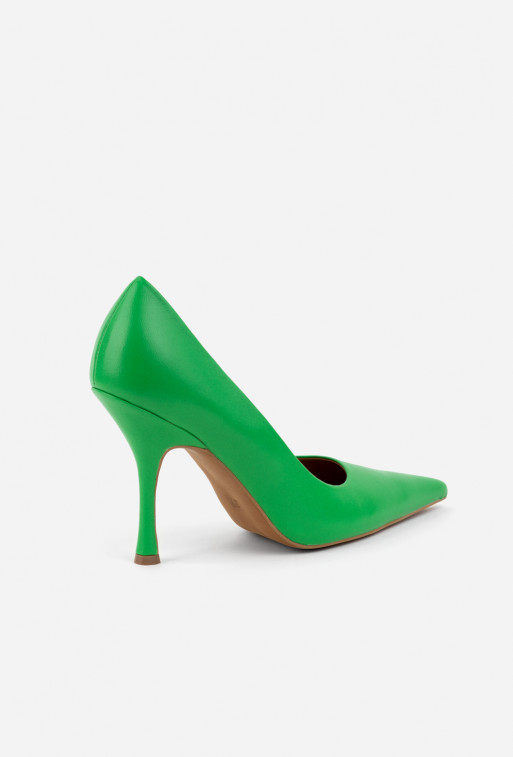 Gina green leather high heel pumps /9 cm/