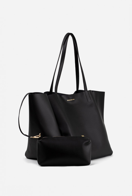 Matilda black leather
shopper bag /gold/