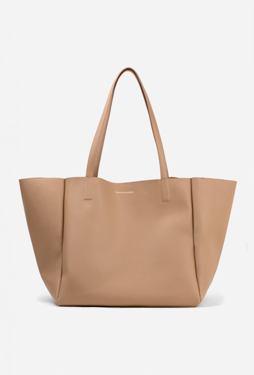 Matilda beige leather shopper bag /gold/