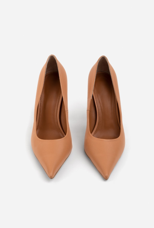 Gina beige leather high heel pumps /9 cm/