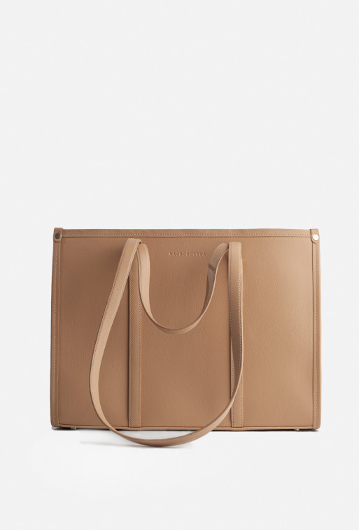 Gina beige textured leather
shopper bag /silver/