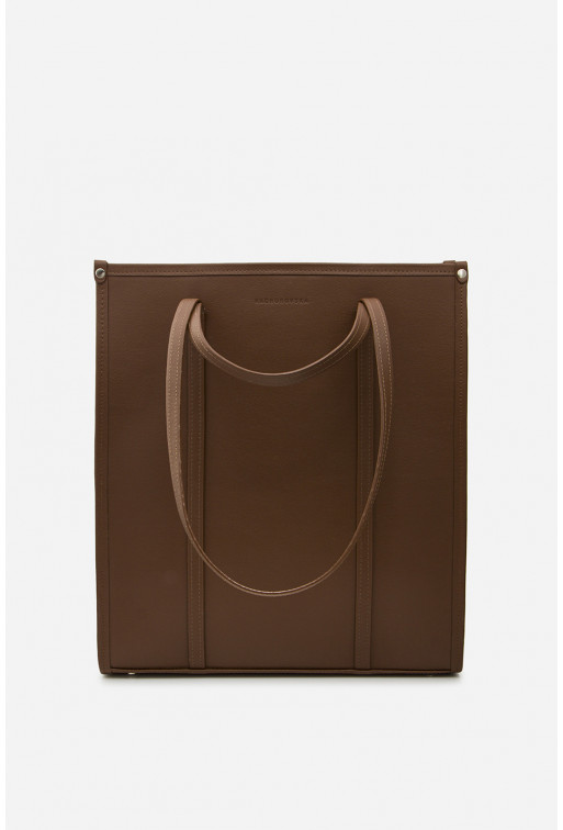 Carla brown textured leather
shopper bag /silver/