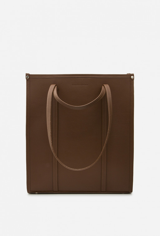 Carla brown textured leather
shopper bag /silver/