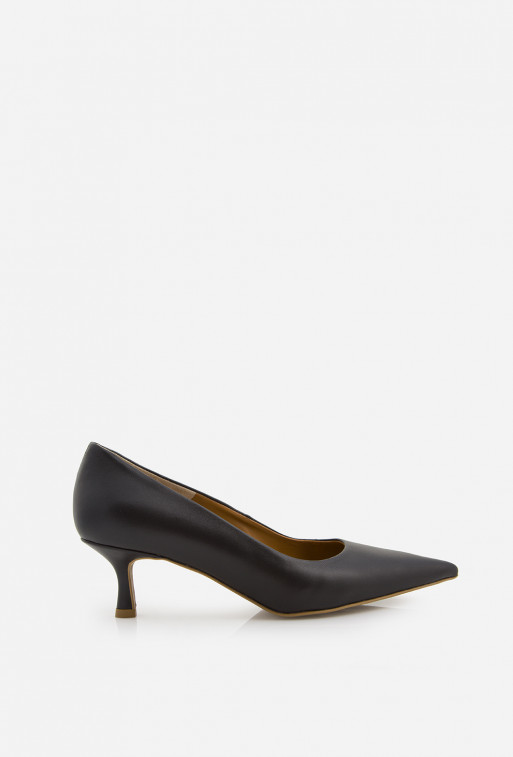 Valery black leather kitten heels pumps /5 cm/