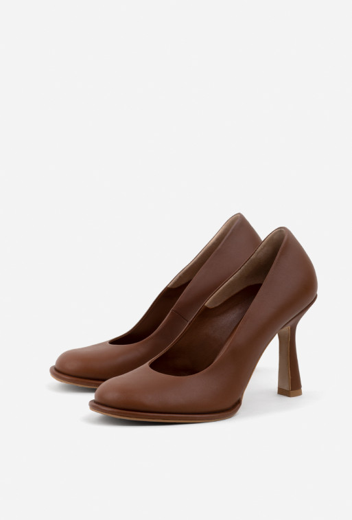 Judith brown leather pumps /9 cm/