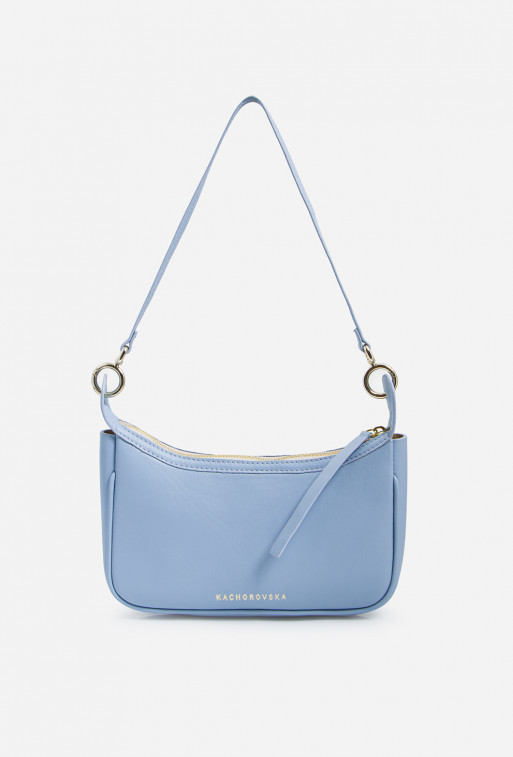 Gia blue leather
baguette bag /gold/